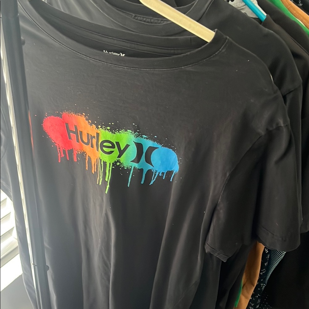 Hurley Black Tee with Colorful Logo